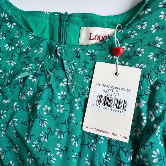 Louche Myfawny Green Ditsy Print Mini Dress - UK 16 - Picture 9 of 10